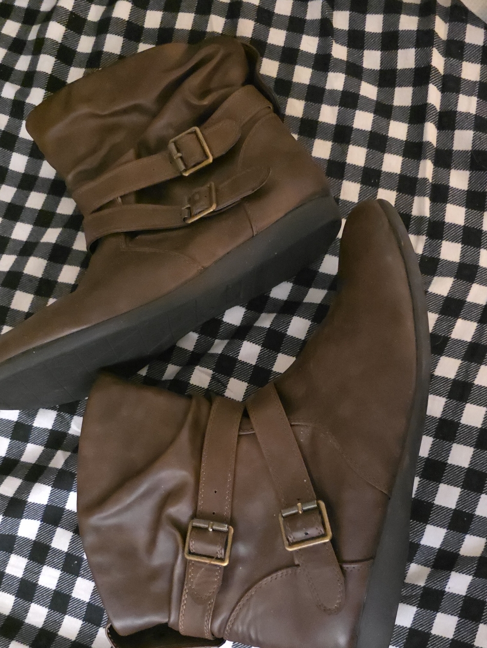 Joe Boxer Brown Dual-Buckle Ankle Booties Size 10
